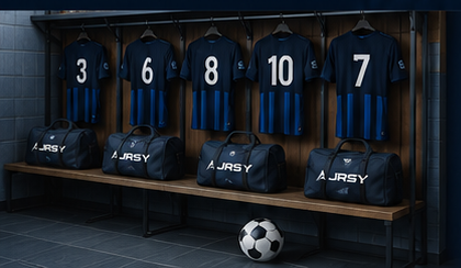 Vestiaire équipé de maillots et sacs JRSY personnalisés